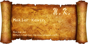 Mekler Kevin névjegykártya